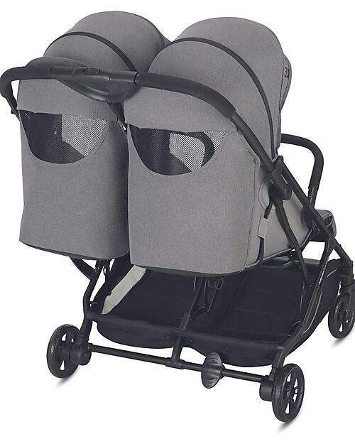 Inglesina Twin Sketch Stroller - Black and Gray - For twins or siblings close in age Double Pushchairs