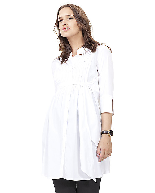 Isabella Oliver Libby Maternity Tunic - Pure White Shirts And Blouses