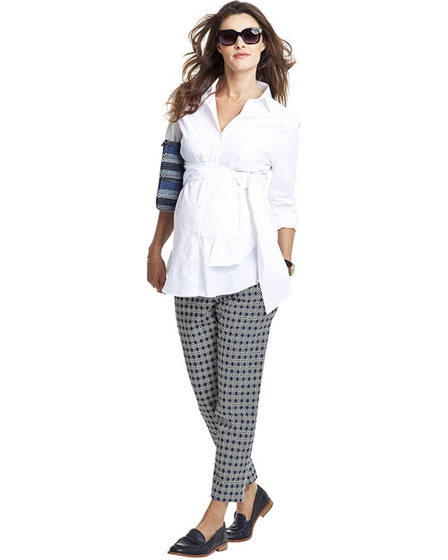 Isabella Oliver Tie Front Maternity Blouse - Self-Tie Belt - White! Shirts And Blouses