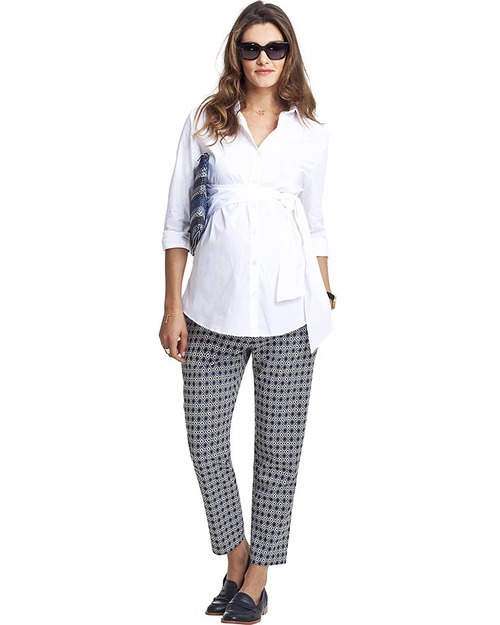 Isabella Oliver Tie Front Maternity Blouse - Self-Tie Belt - White! Shirts And Blouses
