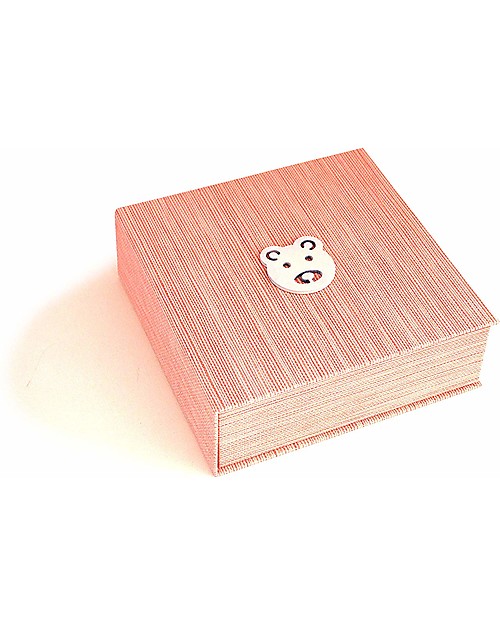 Italian Creative Book Memory Box and Photo Album, Pink with Bear - 19x19 cm Baby's First Albums