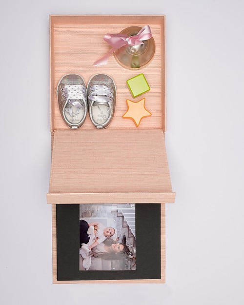 Italian Creative Book Memory Box and Photo Album, Pink with Bear - 19x19 cm Baby's First Albums