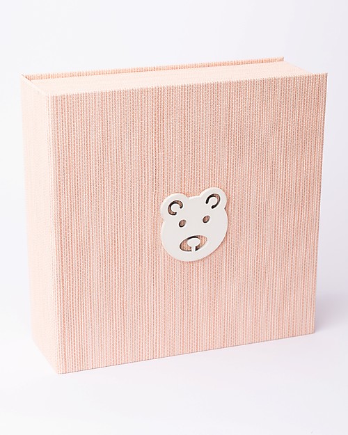 Italian Creative Book Memory Box and Photo Album, Pink with Bear - 19x19 cm Baby's First Albums