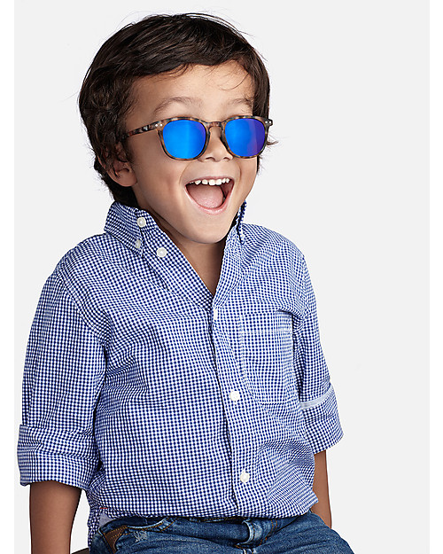 Izipizi Sun Junior #C, Tortoise with Blue Mirror Lenses - One size 4 to 10 years! Sunglasses