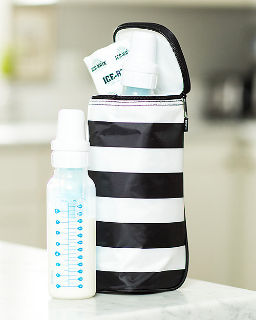J L Childress Bottle Cooler - Black/White Stripes - Suitable for All Bottle Thermal Containers