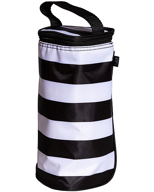 J L Childress Bottle Cooler - Black/White Stripes - Suitable for All Bottle Thermal Containers