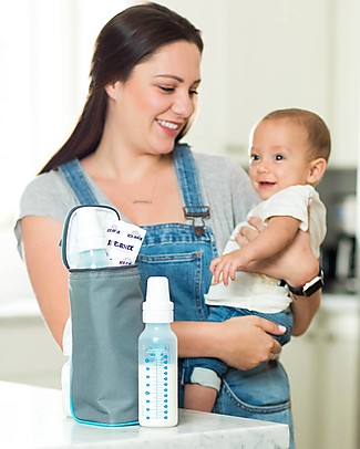 J L Childress Bottle Cooler - Grey/Light Blue - Suitable for All Bottle Thermal Containers