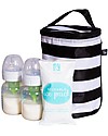 J L Childress Double Bottle Cooler - Black/White Stripes - Waterproof Thermal Containers