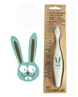 Jack 'n Jill Toothbrush for Kids, Bunny - Biodegradable Handle Toothpaste and Toothbrush