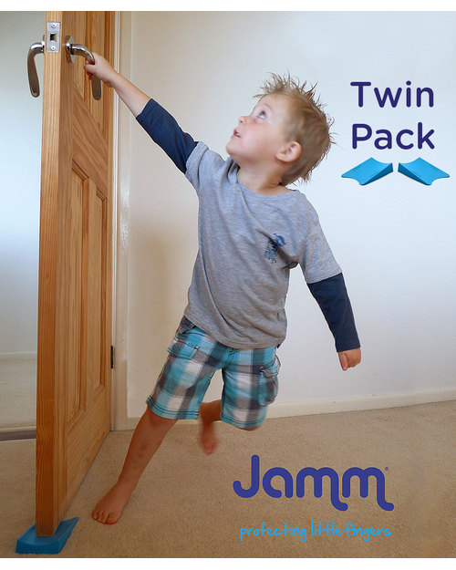 Jamm Jamm Doorstop - Dark Grey - World Leading Patented Safety Design - Twin Pack Baby Safety Accessories