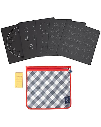 Jaq Jaq Bird Bored Boards - Letters, numbers, shapes and time - with Zero Dust Chalks, Educational Drawing Boards