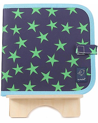 Jaq Jaq Bird Chalk-A-Doodle Book - Blue and Green Stars - Reusable Album + includes 4 Zero Dust Butterstix Draw And Color