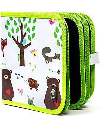 Jaq Jaq Bird Chalk-A-Doodle Book - Forest - Reusable Album + includes 4 Zero Dust Butterstix Colouring Activities