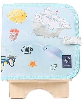 Jaq Jaq Bird Chalk-A-Doodle Book - Sea Life - Reusable Album + includes 4 Zero Dust Butterstix Draw And Color