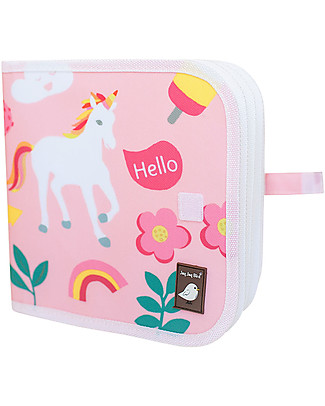 Jaq Jaq Bird Chalk-A-Doodle Book - Unicorns - Reusable Album + includes 4 Zero Dust Butterstix Colouring Activities