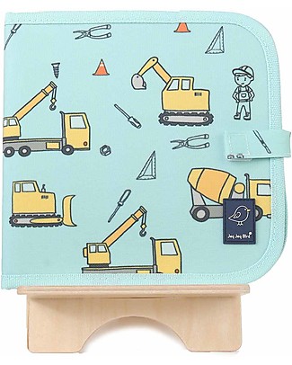 Jaq Jaq Bird Chalk Colour It Album - Construction - Riutilizzabile + 4 Zero Dust Butterstix Draw And Color