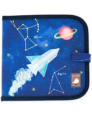 Jaq Jaq Bird Chalk Colour It Album - Spazio - Riutilizzabile + 4 Zero Dust Butterstix Creative Toys