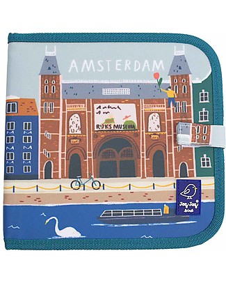 Jaq Jaq Bird Cities of Wonder Erasable Book - Amsterdam - 4 Zero Dust Chalks Included! Draw And Color