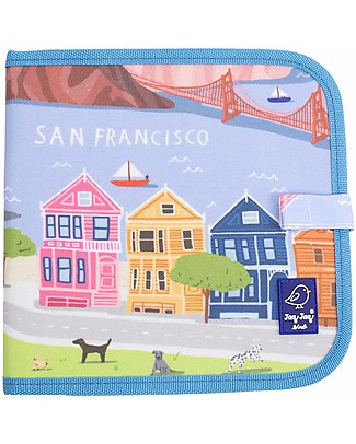 Jaq Jaq Bird Cities of Wonder Erasable Book - San Francisco - 4 Zero Dust Chalks Included! Draw And Color