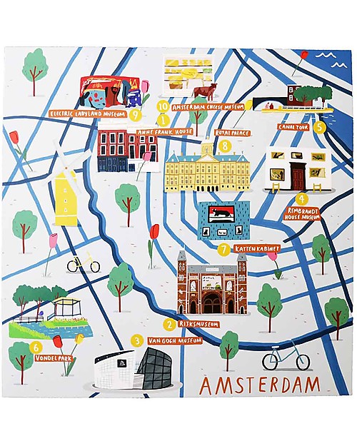 Jaq Jaq Bird Cities of Wonder stickers - Amsterdam - Includes a City Map! Stickers & Stamps Sets
