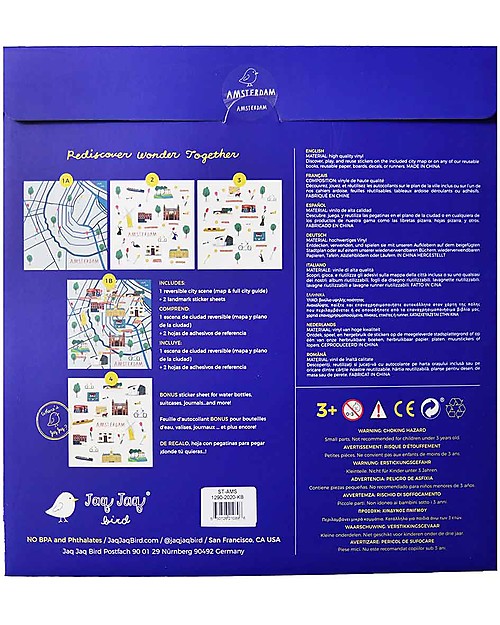 Jaq Jaq Bird Cities of Wonder stickers - Amsterdam - Includes a City Map! Stickers & Stamps Sets