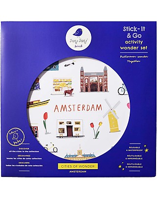 Jaq Jaq Bird Cities of Wonder stickers - Amsterdam - Includes a City Map! Story Making Games
