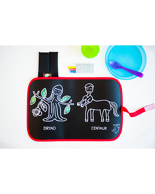 Jaq Jaq Bird Doodle it and Eat It Chalk Mat and Place Mat, Greek Mythology - Includes 4 dust-free chalks Draw And Color