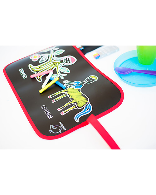 Jaq Jaq Bird Doodle it and Eat It Chalk Mat and Place Mat, Greek Mythology - Includes 4 dust-free chalks Draw And Color
