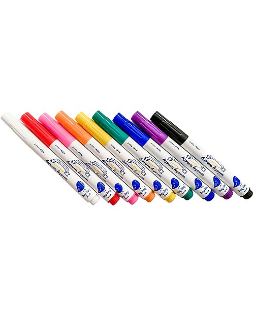 Jaq Jaq Bird Wishy Washy Markers, Pack of 9 - Non-toxic, multi-surface! Draw And Color
