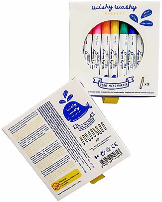 Jaq Jaq Bird Wishy Washy Markers, Pack of 9 - Non-toxic, multi-surface! Draw And Color
