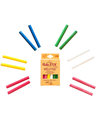 Jaq Jaq Bird Zero Dust ButterStix Chalks - 12 Pieces Multicolor Colouring Activities