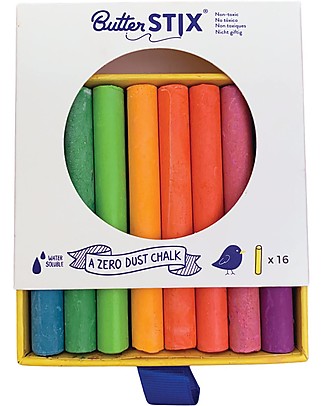 Jaq Jaq Bird Zero Dust ButterStix® - Pack of 16 Multicolor Chalks Creative Toys