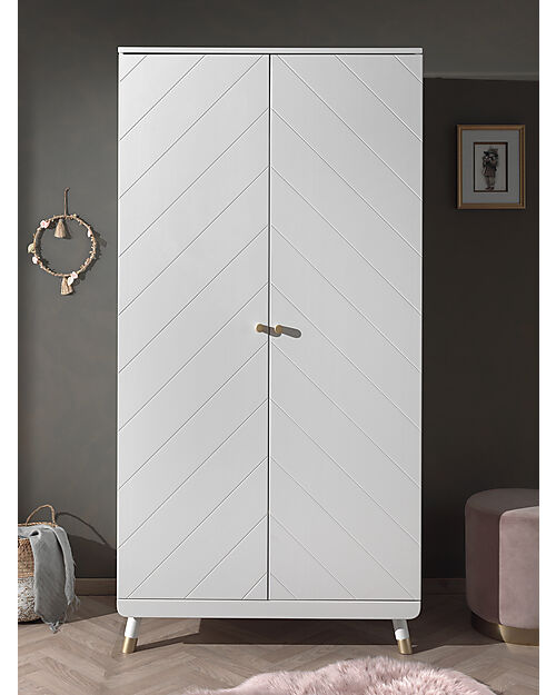 Jaxx Billy Wardrobe - White - 2 Doors - 100 x 59,2 x 200 cm - Solid Pine Wood and MDF Wardrobes