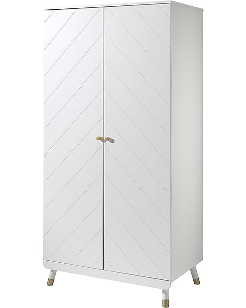 Jaxx Billy Wardrobe - White - 2 Doors - 100 x 59,2 x 200 cm - Solid Pine Wood and MDF Wardrobes