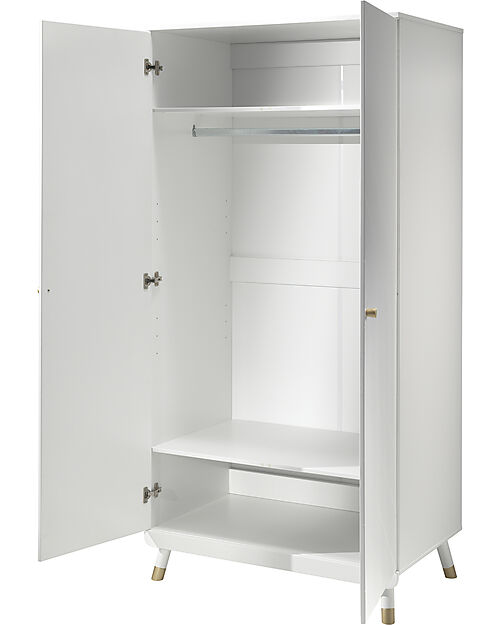 Jaxx Billy Wardrobe - White - 2 Doors - 100 x 59,2 x 200 cm - Solid Pine Wood and MDF Wardrobes