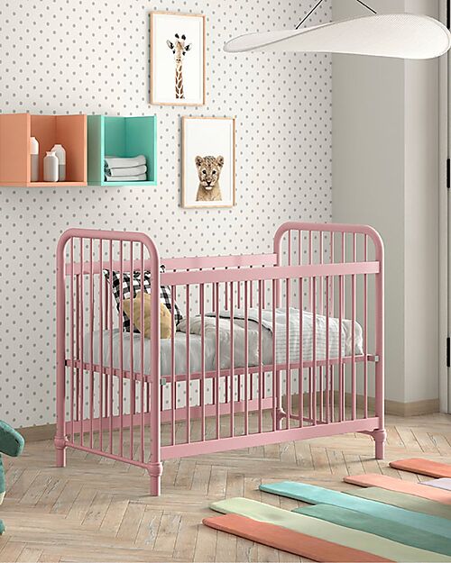 Jaxx Bronxx Babybed - Matt Pink - 60 x 120 cm - Metal - with Slats Included Cots and Cotbeds
