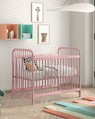 Jaxx Bronxx Babybed - Matt Pink - 60 x 120 cm - Metal - with Slats Included Cots and Cotbeds