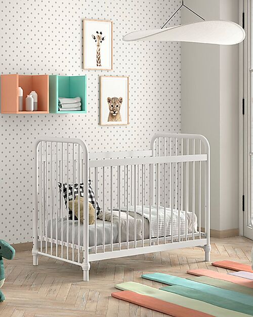 Jaxx Bronxx Babybed - Matt White - 60 x 120 cm - Metal - with Slats Included Cots and Cotbeds