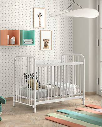 Jaxx Bronxx Babybed - Matt White - 60 x 120 cm - Metal - with Slats Included Cots and Cotbeds