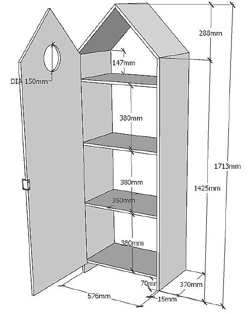 Jaxx Casami Wardrobe - Lacquered Mint Green - 1 Door - 57,6 x 37 x 171,5 - MDF Wardrobes