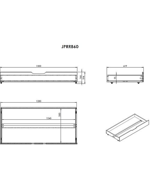 Jaxx Drawer for Transformable Jumper Bed - White - Solid Pine Wood Convertible Beds
