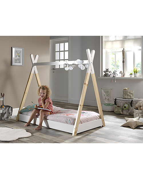 Jaxx Montessori Bed Tipi Solid Pine Wood - 70x140 cm - Slats Included - White Montessori Beds