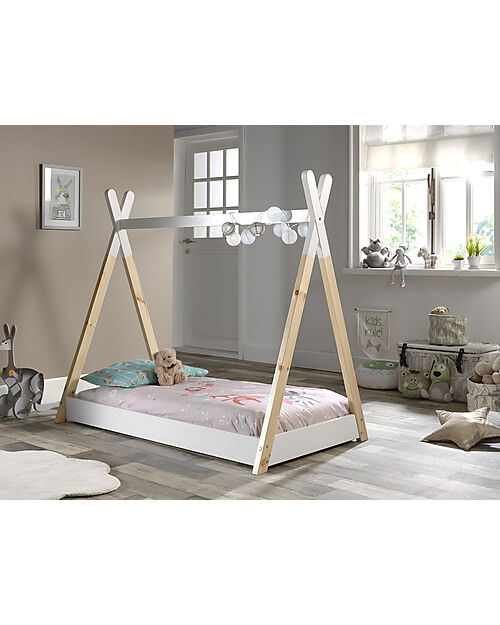 Jaxx Montessori Bed Tipi Solid Pine Wood - 70x140 cm - Slats Included - White Montessori Beds