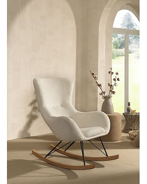 Jaxx Rocky Rocking Chair - White - Bouclé Rocking Chairs