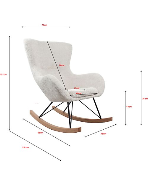 Jaxx Rocky Rocking Chair - White - Bouclé Rocking Chairs