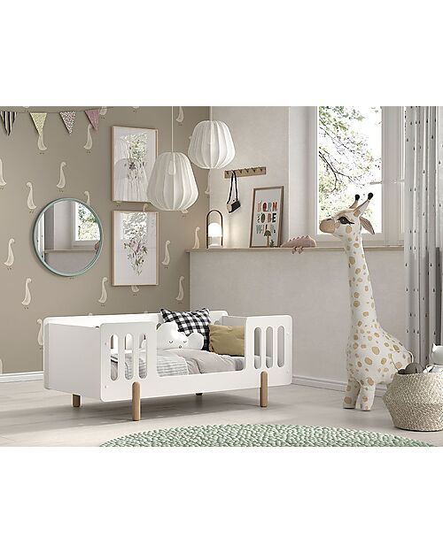 Jaxx Smile Bed with High Sides - White - 70 x 140 cm - Slats Included Single Bed