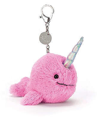 JellyCat Seas The Day Whale-Unicorn Bag Charm, Fuchsia Key Rings
