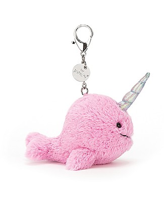JellyCat Seas The Day Whale-Unicorn Bag Charm, Fuchsia Key Rings