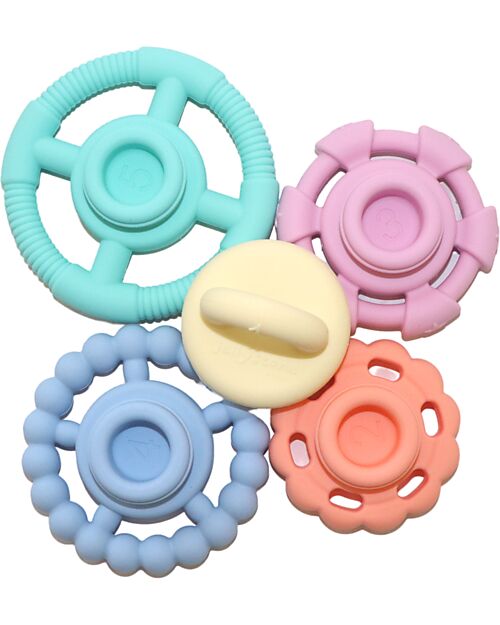 Jellystone Designs Stackable Toy and Teething Ring - Pastel - Food Grade Silicone Newborn Toys_