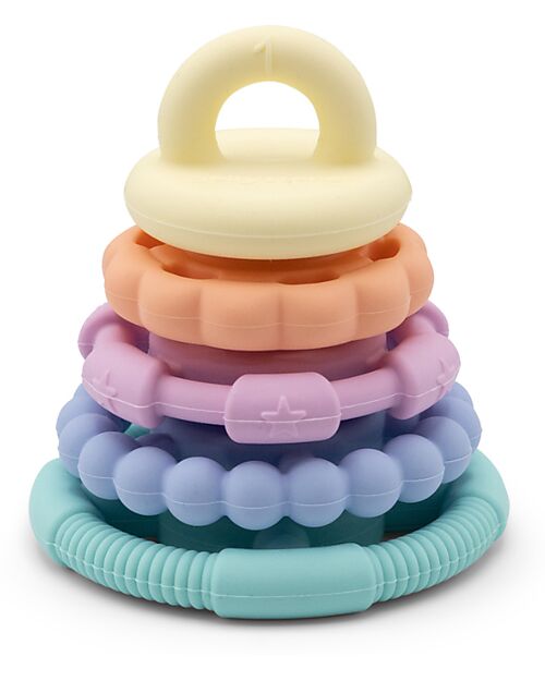 Jellystone Designs Stackable Toy and Teething Ring - Pastel - Food Grade Silicone Newborn Toys_